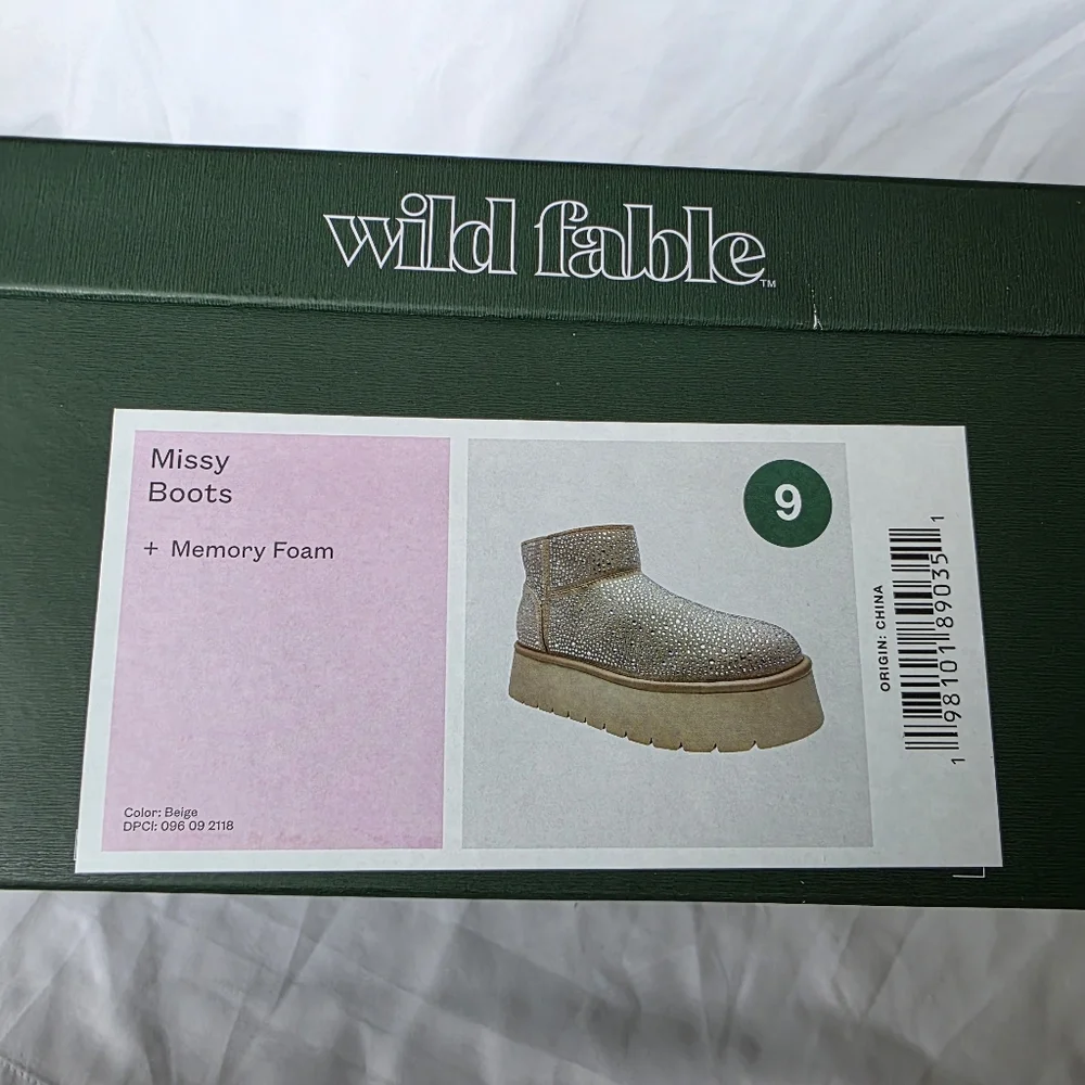 Beige Missy Boots Bling Platform Booties Memory Foam Rhinestone  Wild Fable